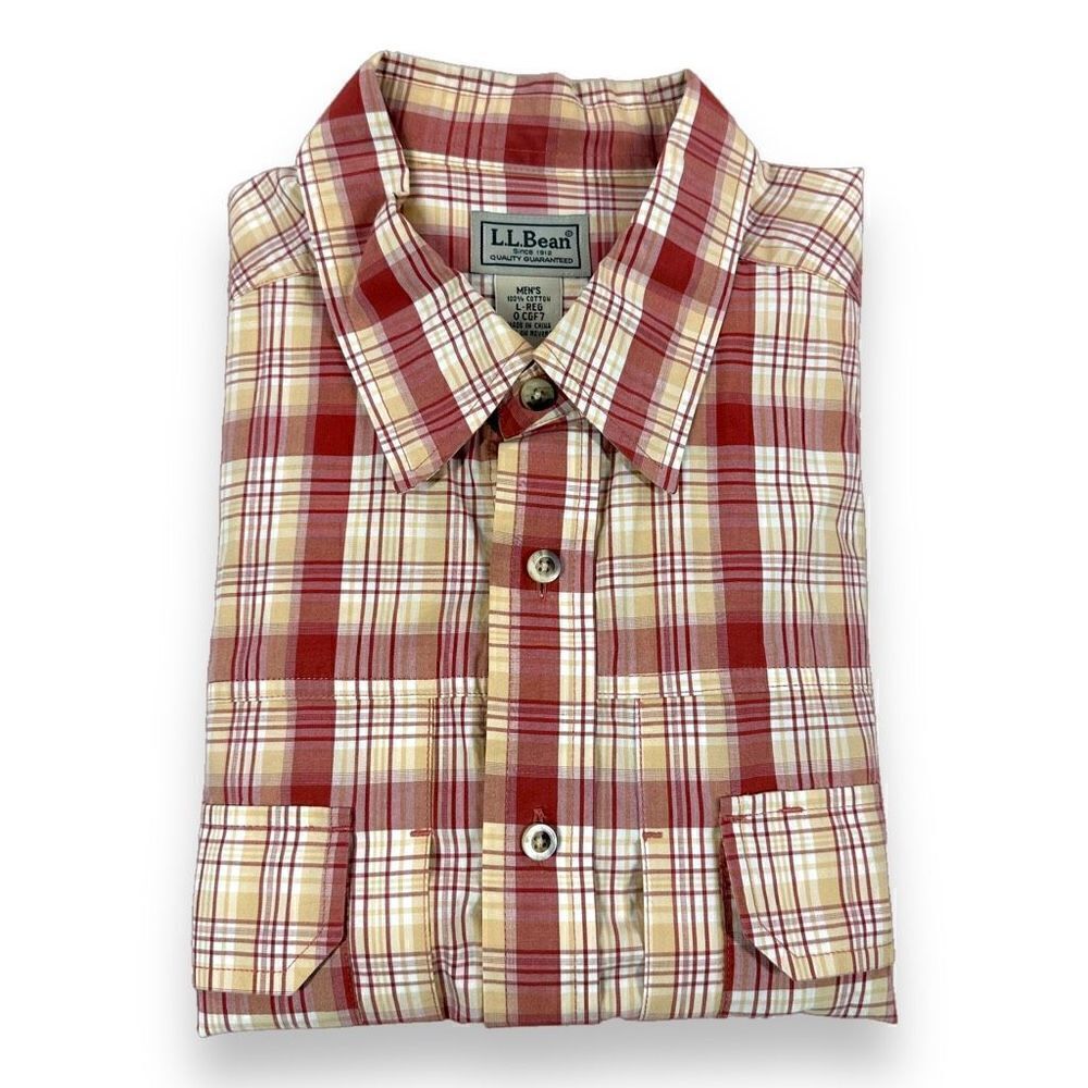 LL Bean Shirt Mens Large L Plaid Long Sleeve Button Down‎